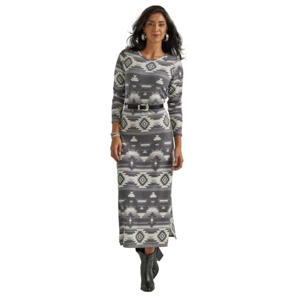 WRANGLER RETRO® WOMEN'S AZTEC PRINT GREY KNIT DRESS