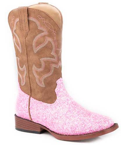 GIRLS TODDLER YOUTH rose western square toe leather cowboy boots