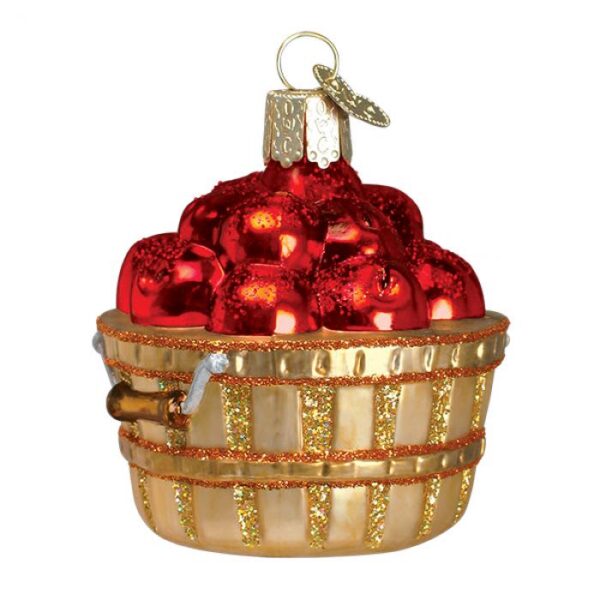 GLASS APPLE BASKET CHRISTMAS ORNAMENT