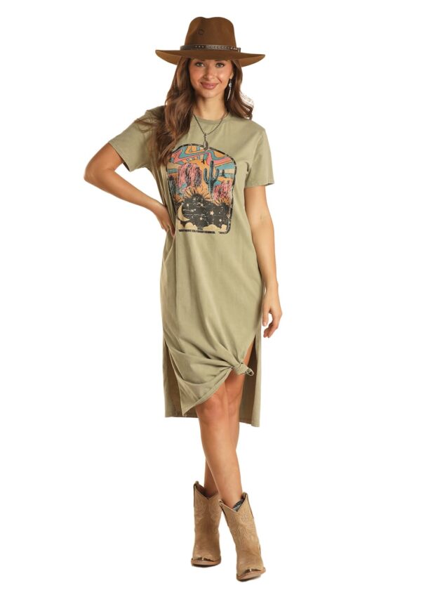 ROCK N ROLL DENIM LADIES CACTUS PRINT TEE SHIRT DRESS