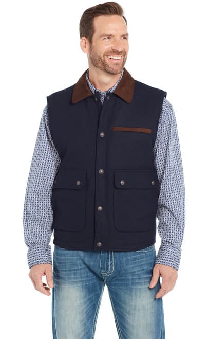 CRIPPLE CREEK MENS WOOL/LEATHER VEST - Bony Pony