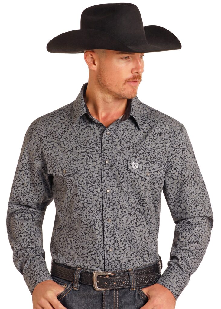 ROCK N ROLL DENIM® MENS FLORAL PRINT SNAP FRONT TWO POCKET SHIRT - Bony ...