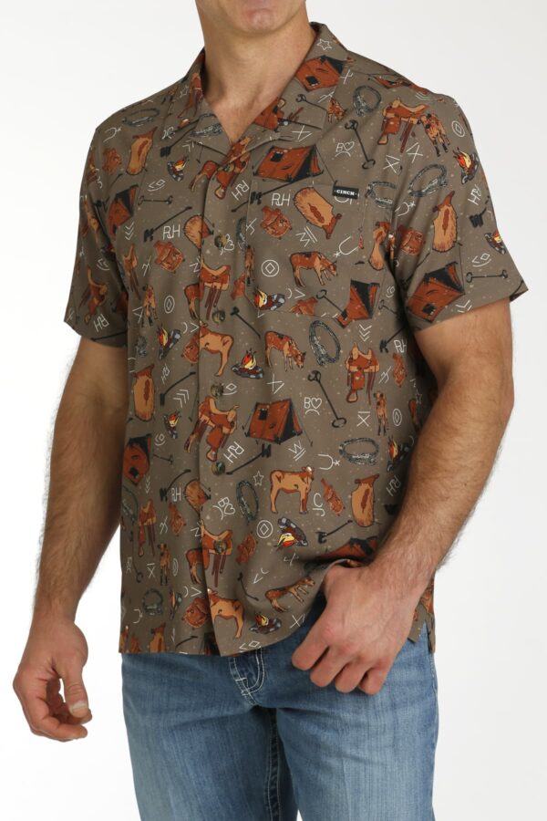 CINCH® MENS COW CAMP SHORT SLEEVE CAMP SHIRT - Image 4