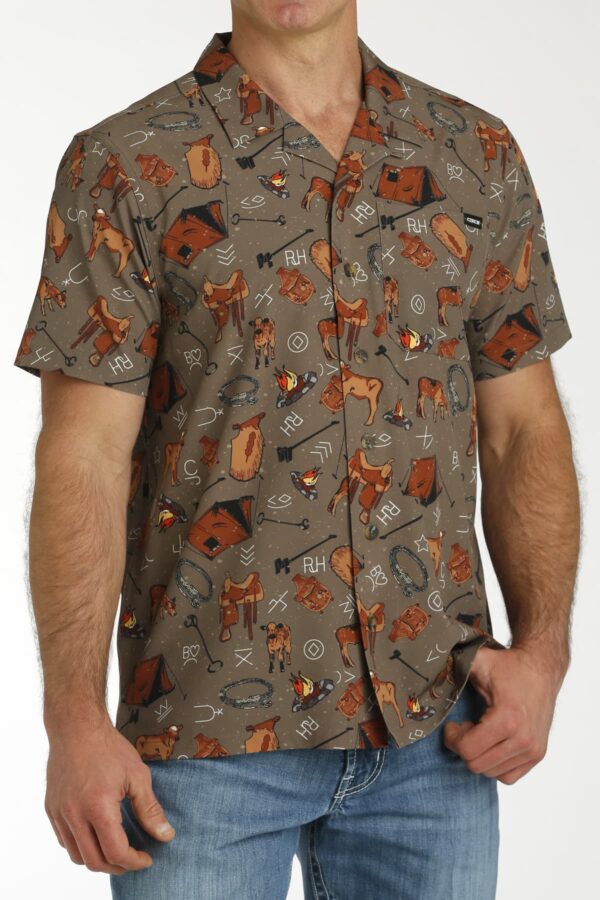 CINCH® MENS COW CAMP SHORT SLEEVE CAMP SHIRT - Image 3